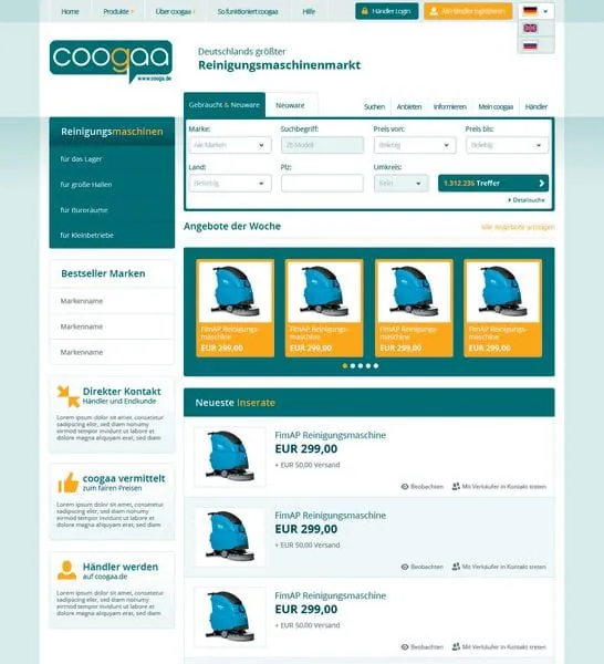 Virtueller Marktplatz für Reinigungsmaschinen