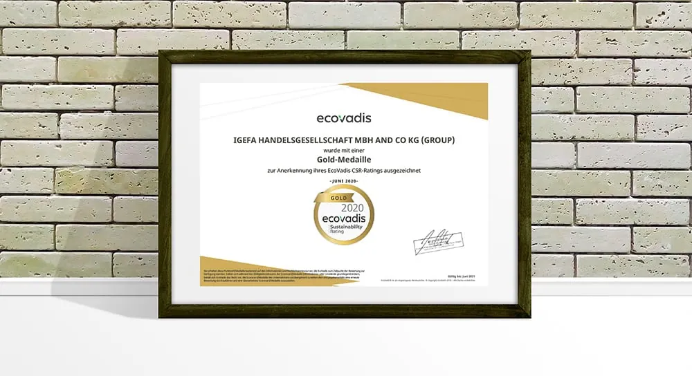 CSR-Rating: Igefa erneut mit Goldmedaille ausgezeichnet