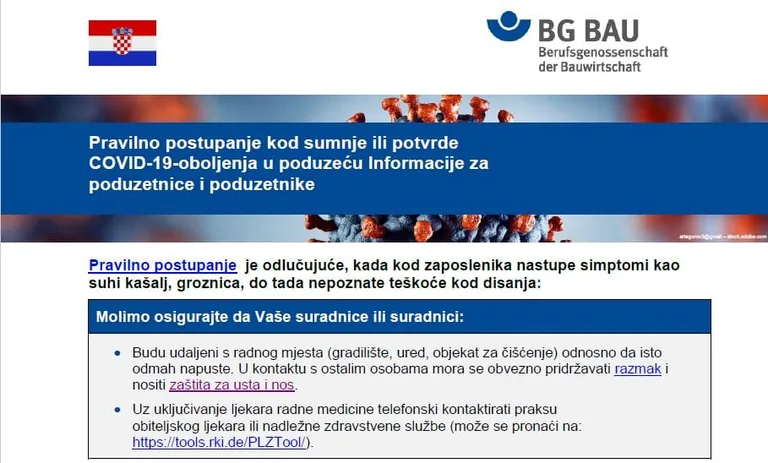 Informationsblatt der BG BAU