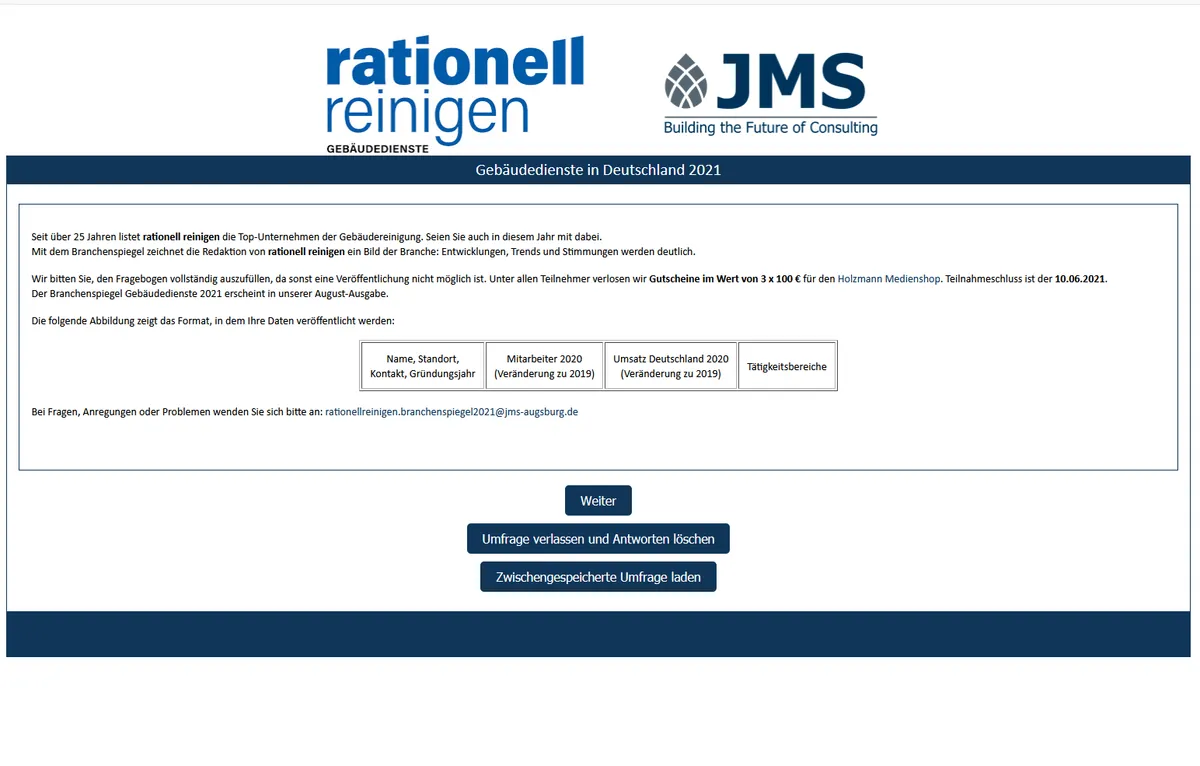 Umfrage Gebäudedienste 2021: Der Countdown läuft