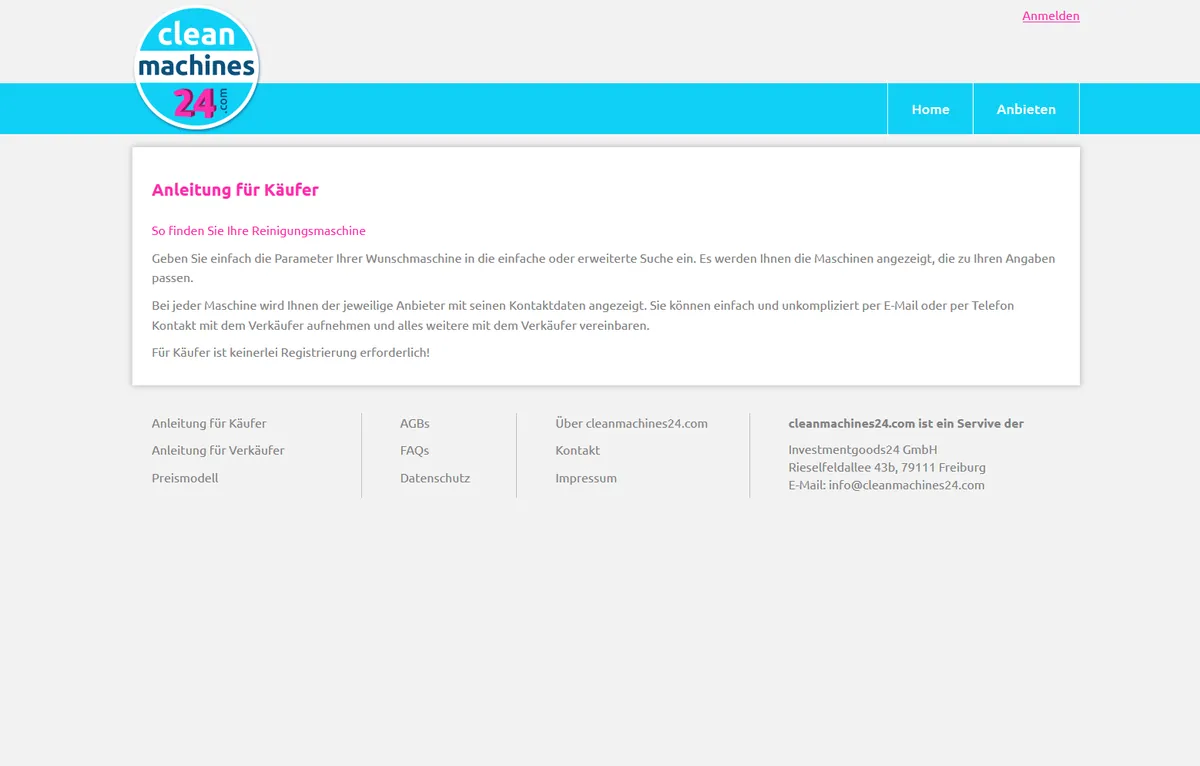 Internetportal für gebrauchte Reinigungstechnik