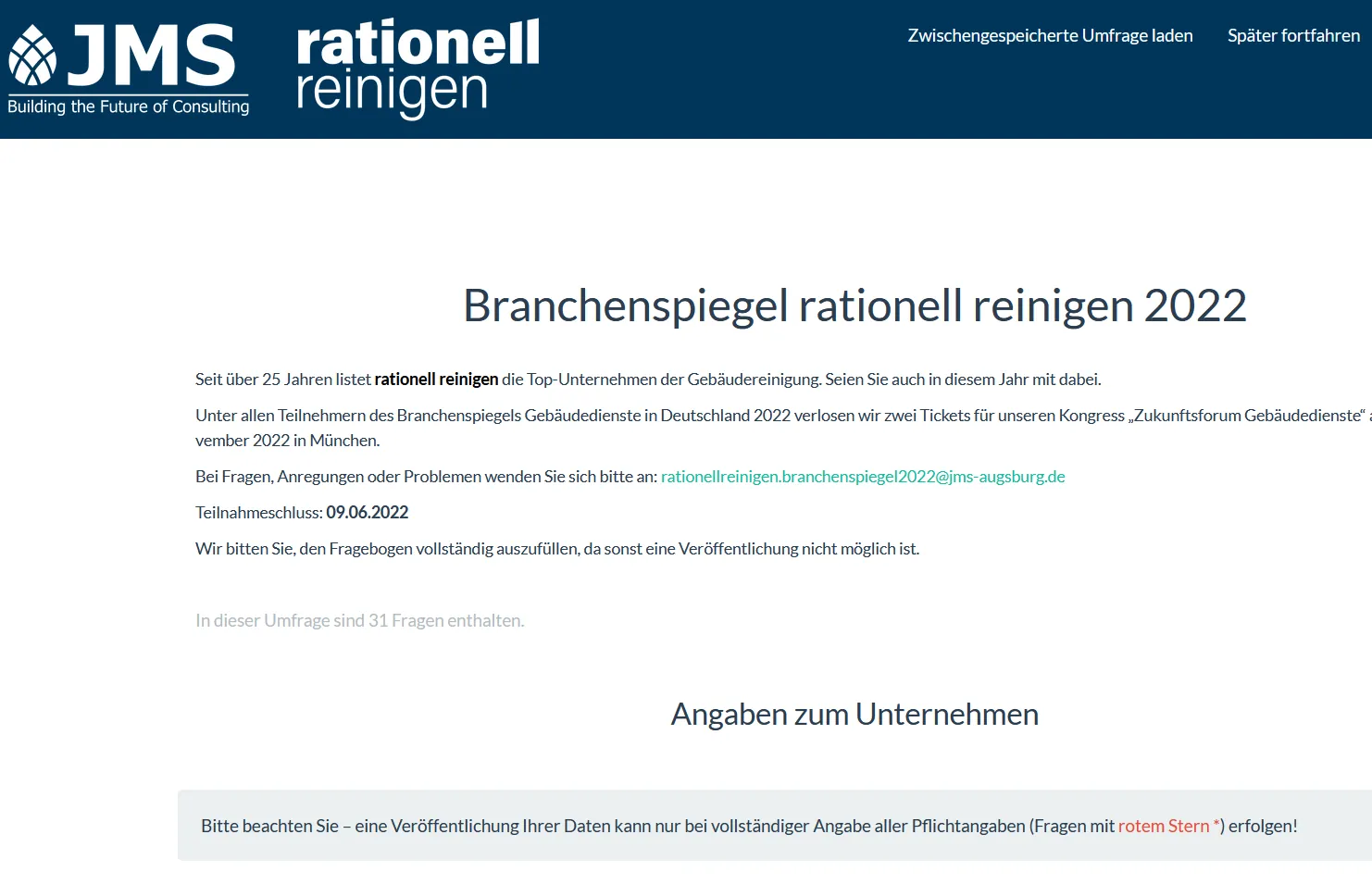 Umfrage Gebäudedienste 2022: Der Startschuss ist gefallen