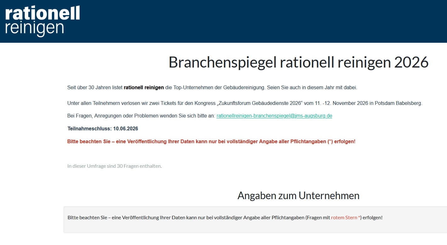 Branchenspiegel Gebäudedienste 2026: Die Umfrage ist gestartet